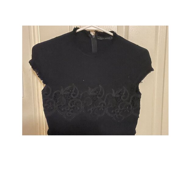 Zara Black Tweed Lace Dress (Sz Small) Boucle Mini Dress - Picture 2 of 5